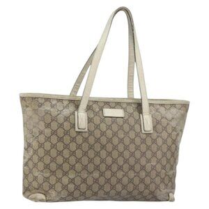GUCCI GG Supreme Tote Bag PVC Beige 211137 Auth 156914